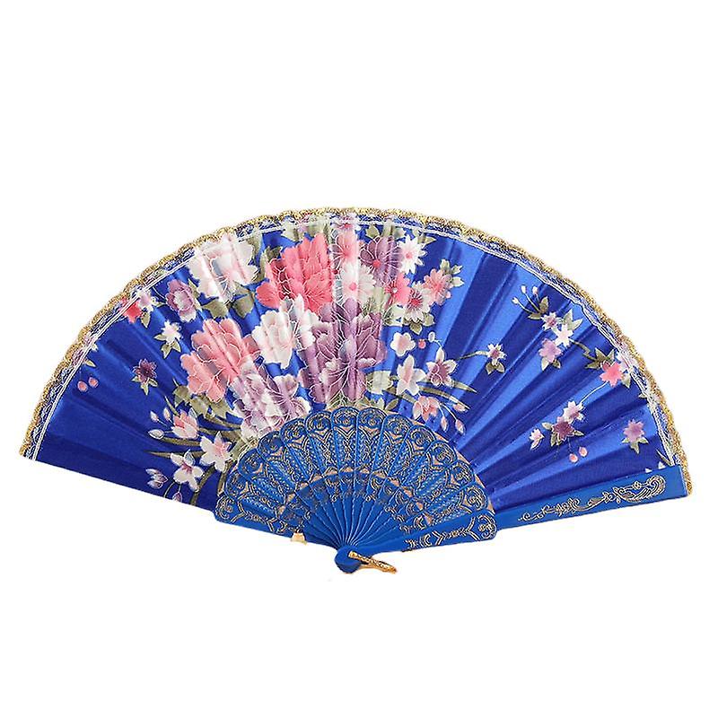 8pcs Floral Folding Hand Fan Vintage Handheld Lace Folding Fan With Different Flower Patterns Fabric Folding Fan For Wedding Dancing Party