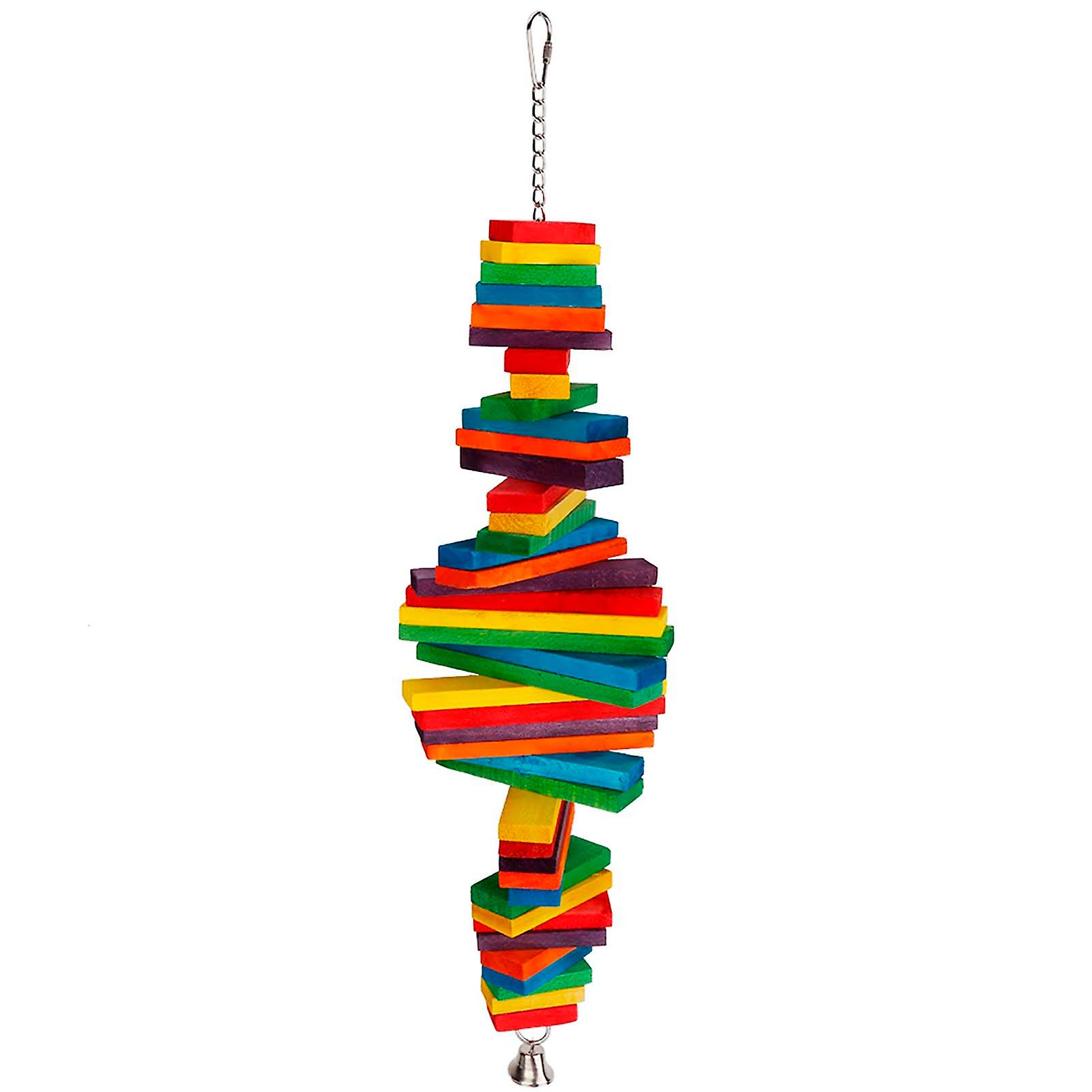 Colorful Wooden Bird Hanging Swing Parrot Biting Chewing Toy Accessory Random Color