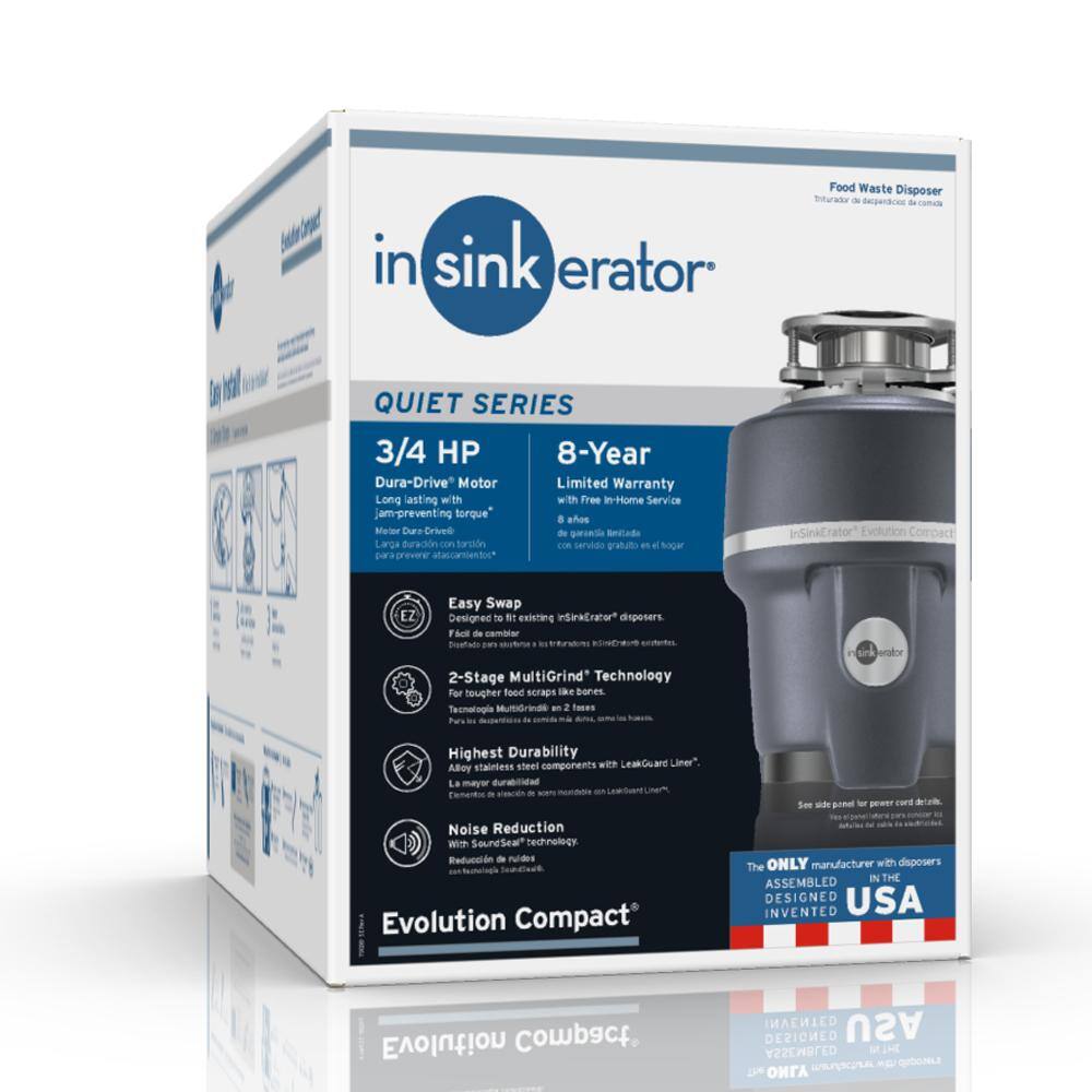 InSinkErator Evolution Compact Lift  Latch Quiet Series 34 HP Continuous Feed Garbage Disposal COMPACT