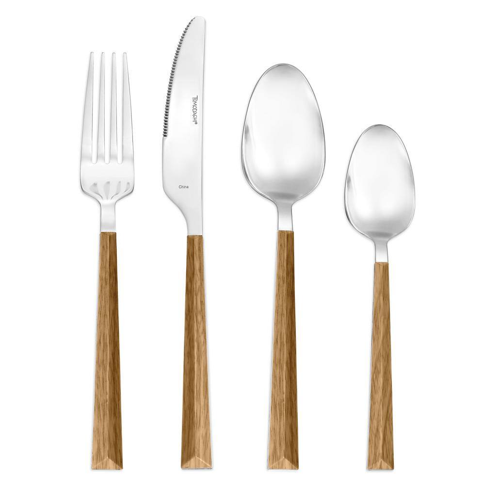 Tomodachi Dali Wood Look 16-Piece Flatware Set TMF81416TC