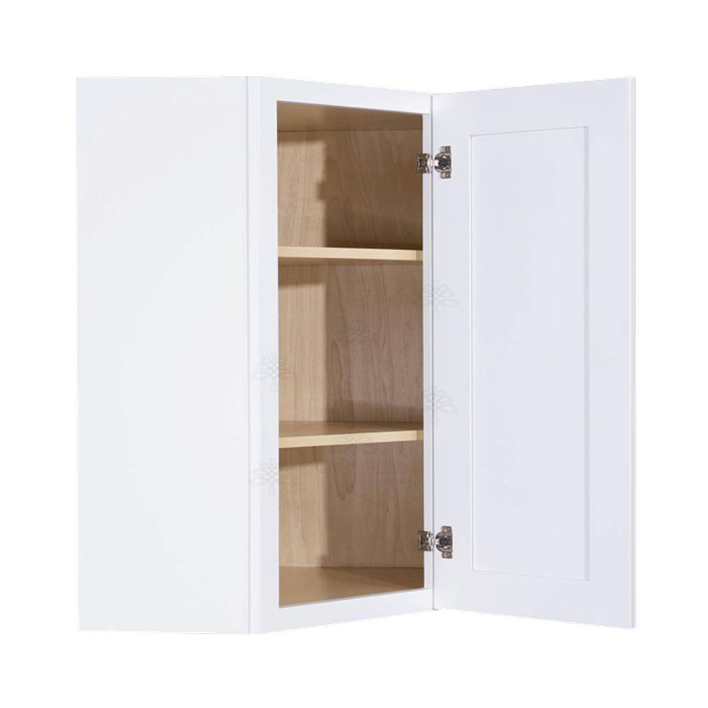 LIFEART CABINETRY Lancaster White Plywood Shaker Stock Assembled Wall Diagonal Corner Kitchen Cabinet 24 in. W x 30 in. H x 12 in. D ALW-WDC2430