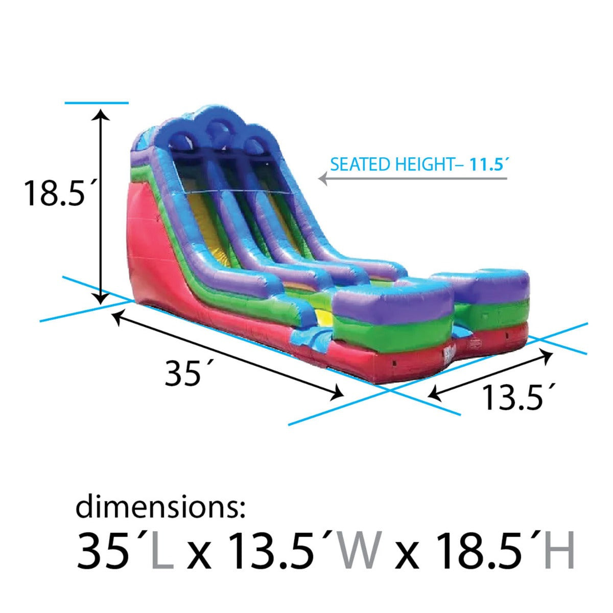 TentandTable Commercial Inflatable Water Slide, Retro Double Lane with Blower, 18 ft