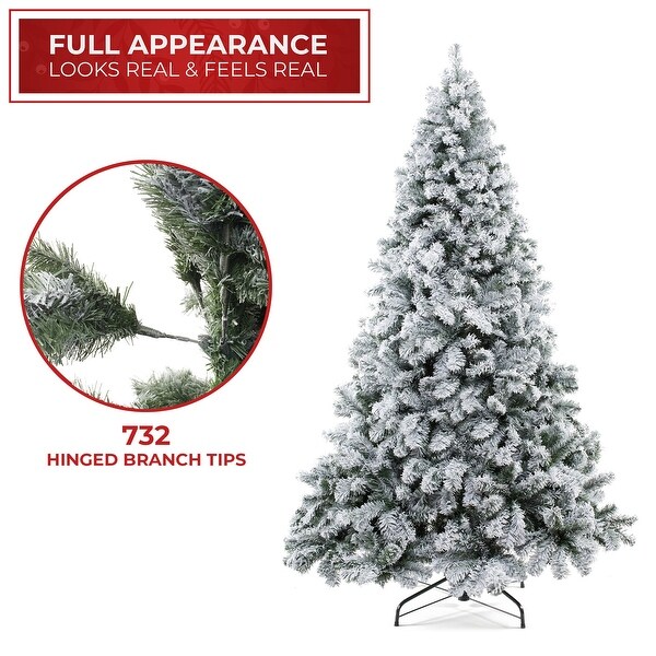 6FT Realistic SnowFlocked Pine Artificial Holiday Christmas Tree