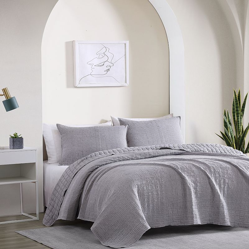 Avondale Manor Lexie Stonewashed Waffle Quilt Set with Shams