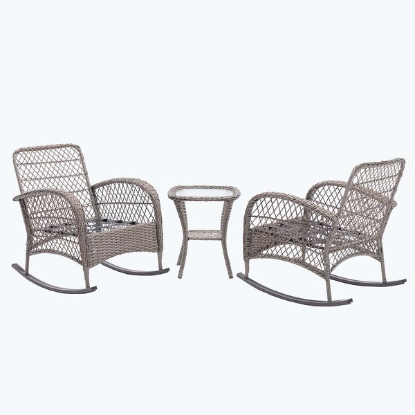 3pcs Outdoor Furniture Modern Wicker rocking chair set - Overstock - 37582713