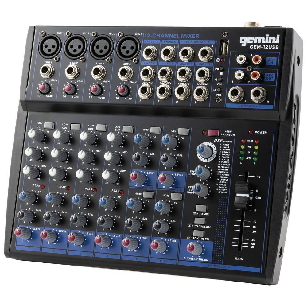 Gemini GEM-12USB Compact 12-Channel Bluetooth Mixer GEM-12USB