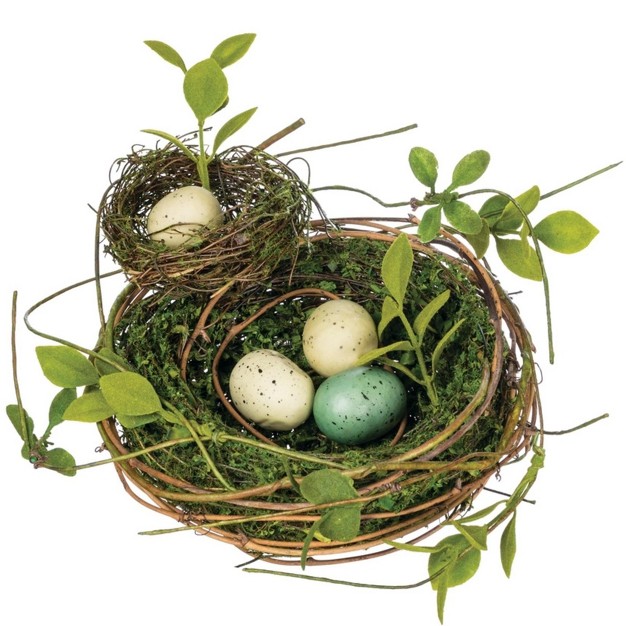 Sullivans Double Nest With Easter Eggs Decorative Filler 4 quot h Brown