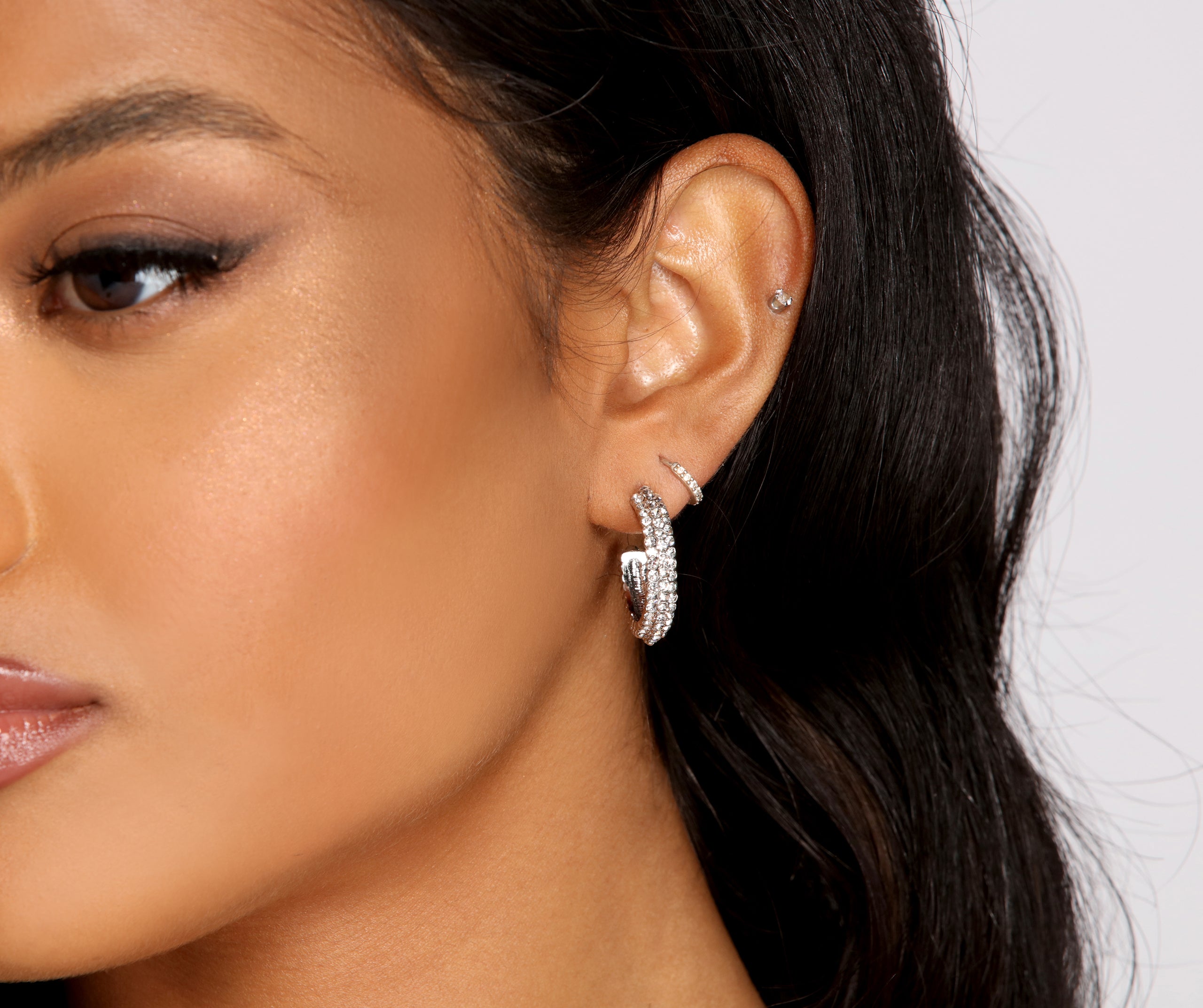 Gorgeous Glam Three-Pack Hoop Earrings Set