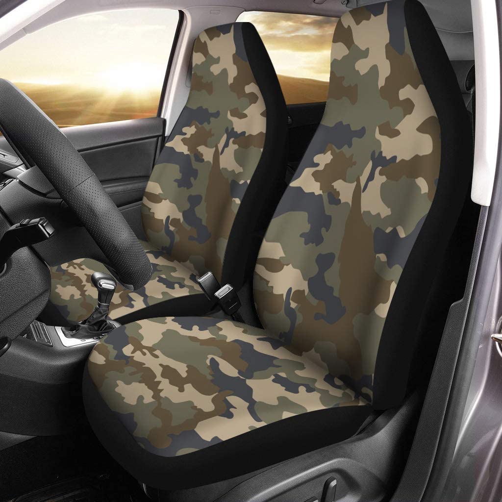 ZHANZZK Set of 2 Car Seat Covers Camouflage Universal Auto Front Seats Protector Fits for Car，SUV Sedan，Truck