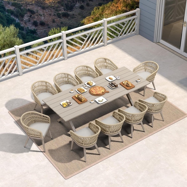 PURPLE LEAF PE Rattan Outdoor Patio Furniture Dining Set with All Aluminum Frame