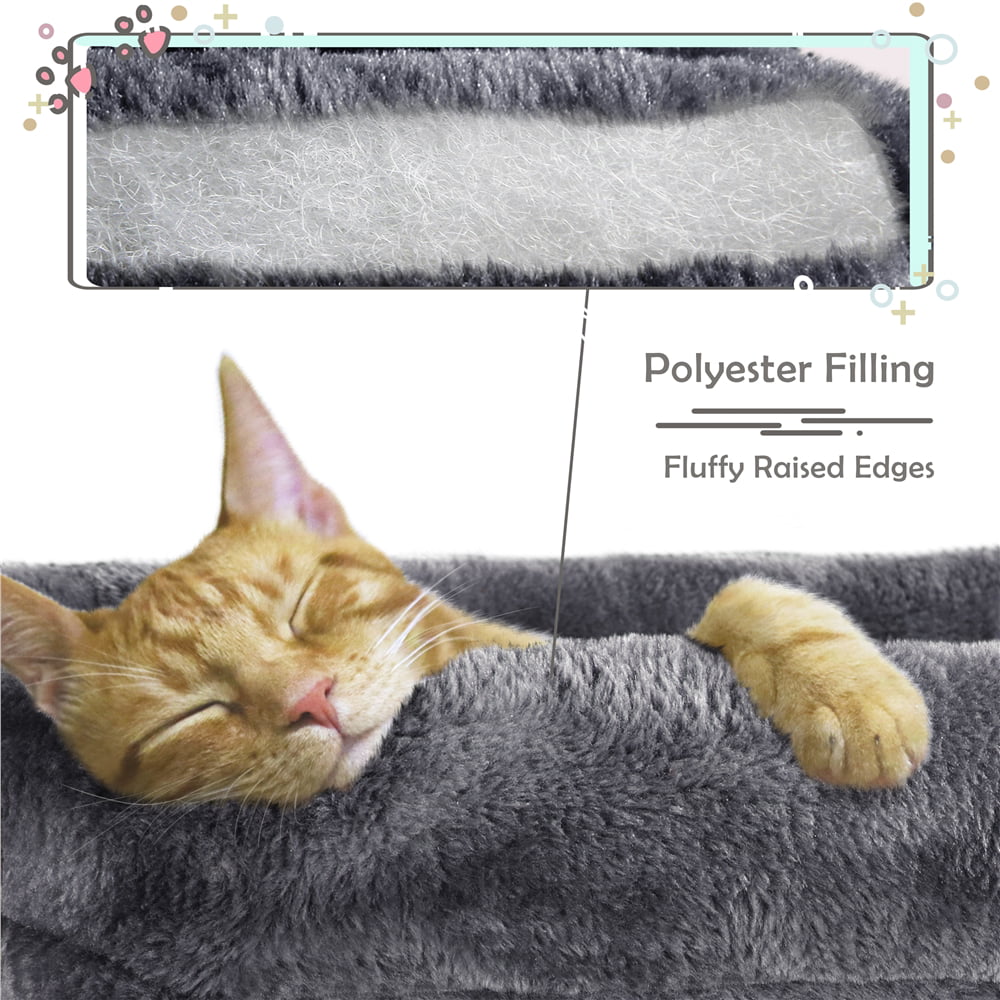 Topeakmart 38-in Cat Tree Scratching Post Tower with Plush Perch and Basket， Dark Gray