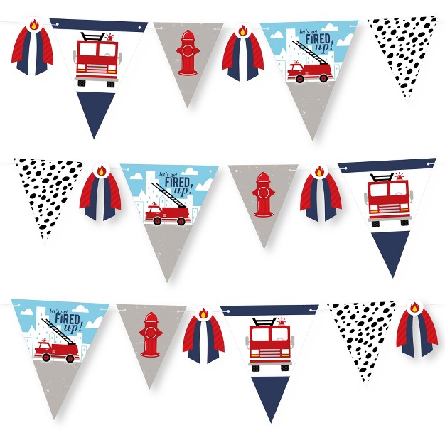 Big Dot Of Happiness Fired Up Fire Truck Diy Firefighter Firetruck Baby Shower Or Birthday Party Pennant Garland Decoration Triangle Banner 30 Pc