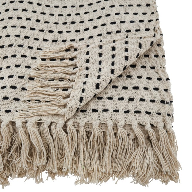 Stitched Line Throw Blanket Ivory Saro Lifestyle