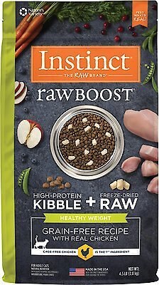 Instinct Raw Boost Healthy Weight Grain-Free Chicken and Freeze-Dried Raw Coated Pieces Recipe Dry Cat Food