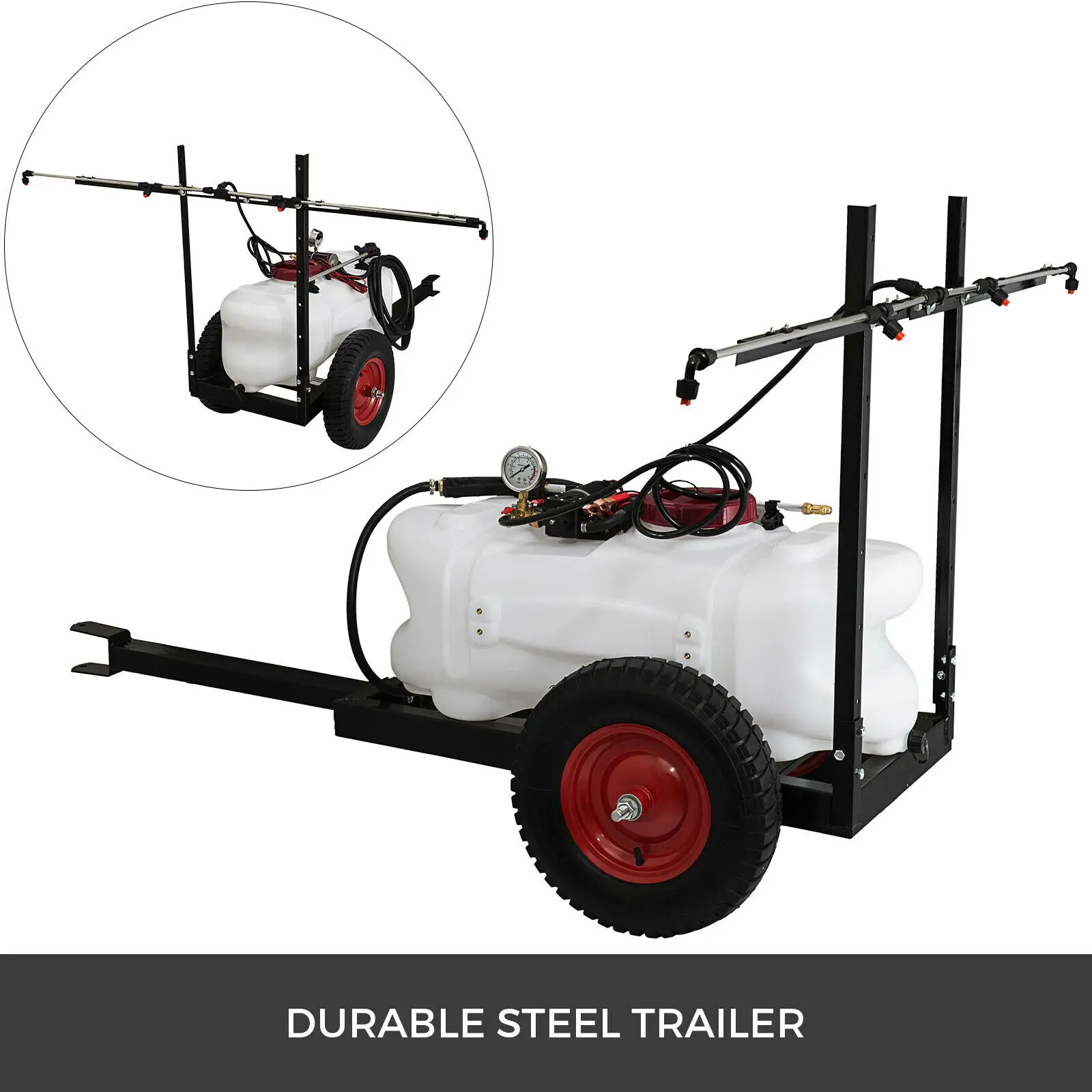 Trailer Sprayer 15.8 Gallon Pull Behind Sprayer 12 Volt Tow Behind and Spot Sprayer 5.5 ft for Garden Farm