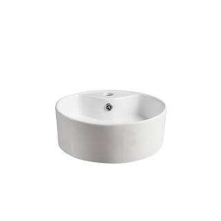 Elanti Vessel Above-Counter Round Bowl Bathroom Sink in White EC9869