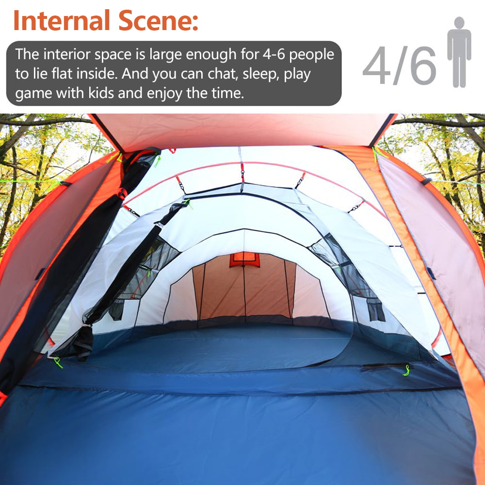 IClover 4-6 Person Large Double Layer Family Camping Instant Pop Up Tent Dome Waterproof 4/5/6 Persons Auto Waterproof Camping Dome Tent with Carry Bag for Hiking Picnic Backpacking 2021 New Brown