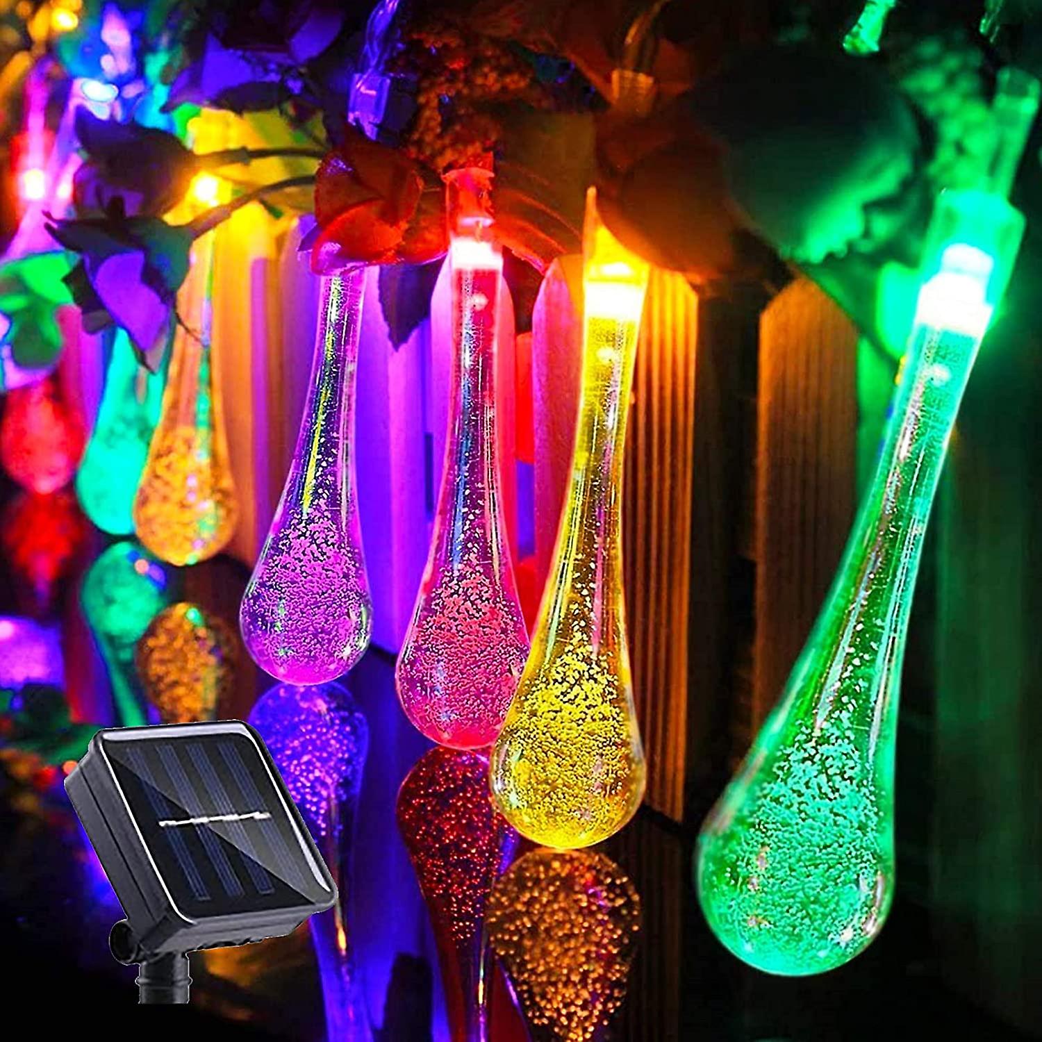 Solar String Night Light， 30 Led 6.3m Solar Water Drop Light For Outdoor And Indoor， Waterproof Decoration Lamp For Garden， Trees， Christmas Parties，