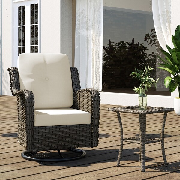 Outdoor Rattan Swivel Gliders Rocking Chair