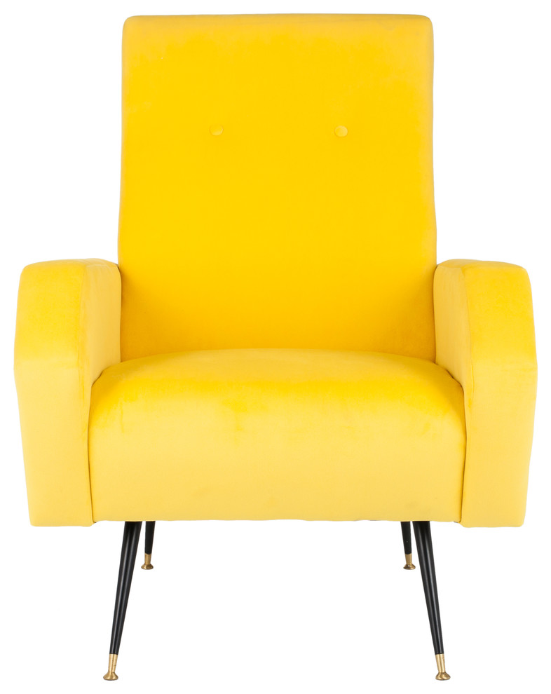 Aida Velvet Retro Mid Century Accent Chair  Yellow   Midcentury   Armchairs And Accent Chairs   by Safavieh  Houzz