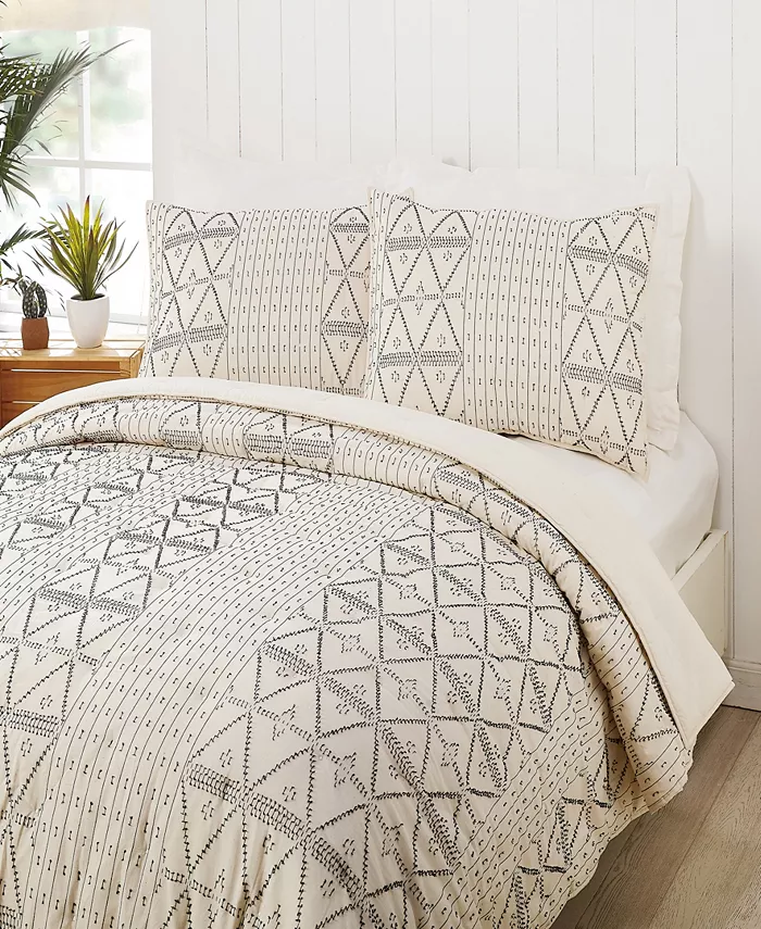 LEMIEUX ET CIE Geo Tick Quilt， Full Queen