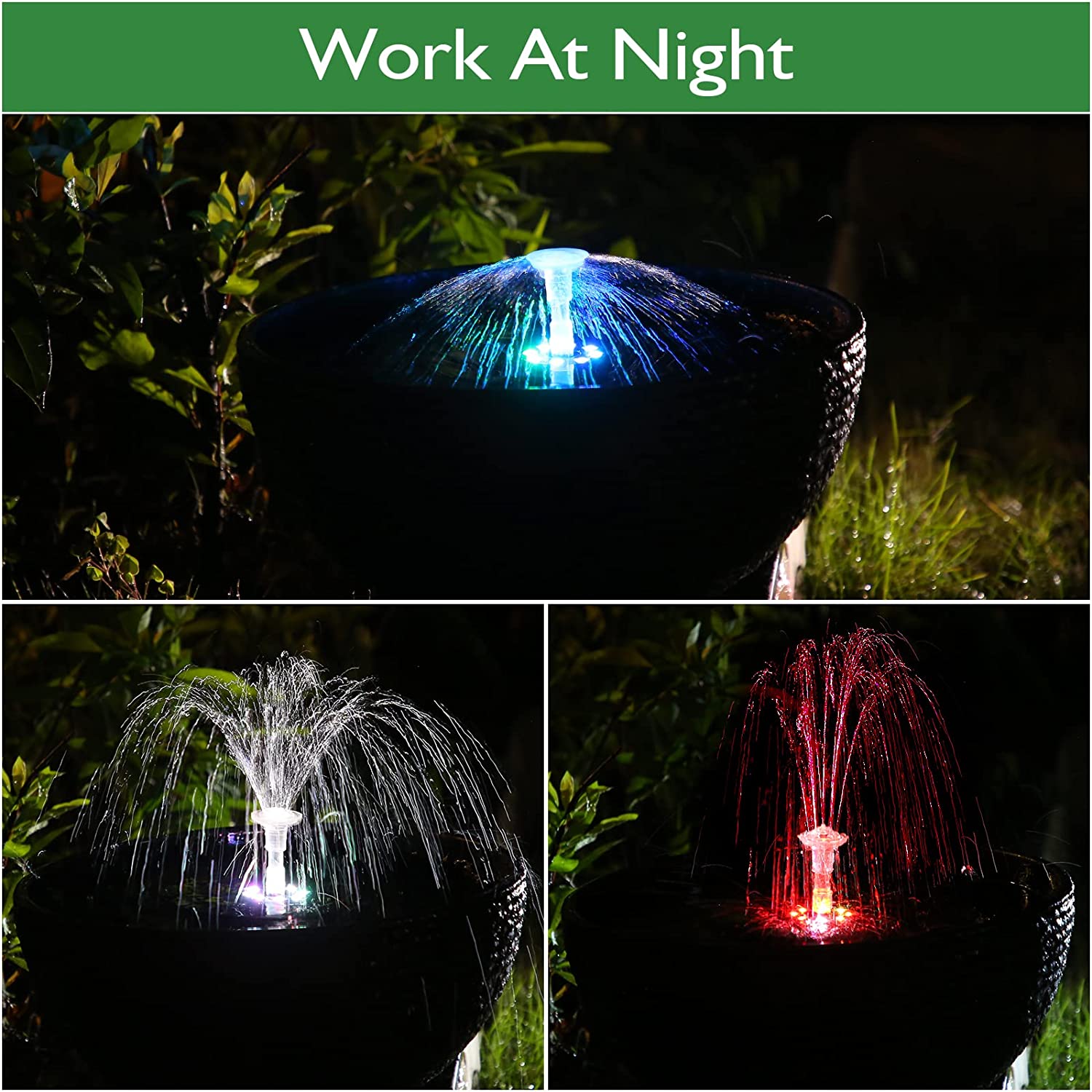 AISITIN 3.5W LED Plastic Solar Fountain for Outdoor Birdbath Garden  Pond Pool