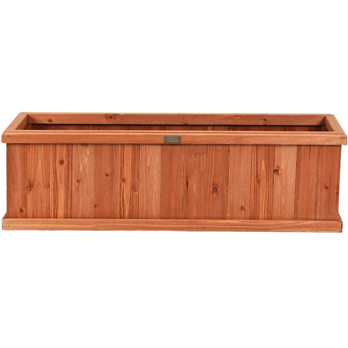 Wooden Raised Garden Bed Mounted Window Box Planter for Flower Vegetable