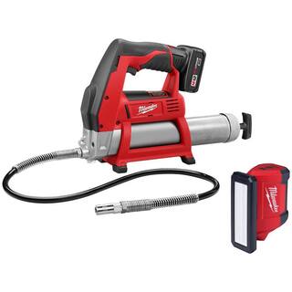 MW M12 12-Volt Lithium-Ion Cordless Grease Gun Kit with One 3.0 Ah Battery Charger and Tool Bag wM12 ROVER Service Light 2446-21XC-2367-20