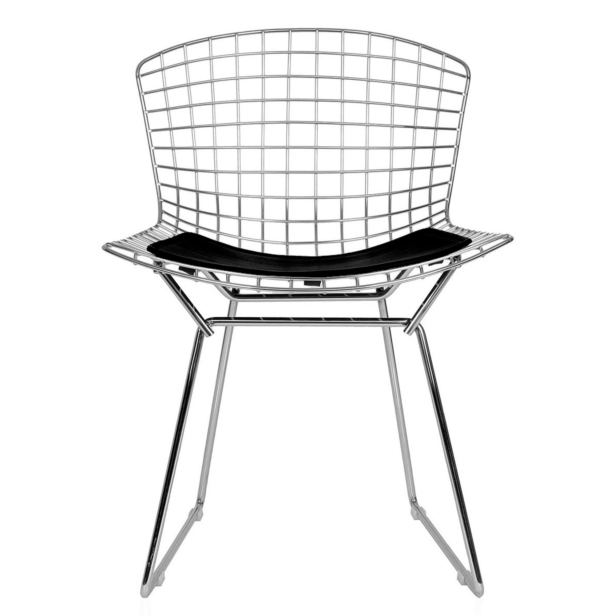 Wire Bar Stool & Pu Leather Cushion Bp8020-Cr(Black Cushion)