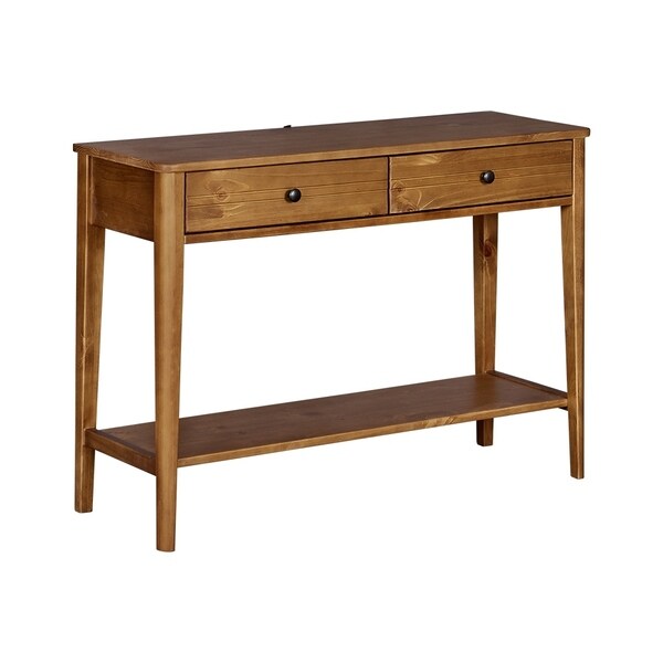 BIKAHOM Mid-Century Solid Wood 2-Tier Console Table with Drawers and Shelf/Console Sofa Table/Hallway/Entryway Table