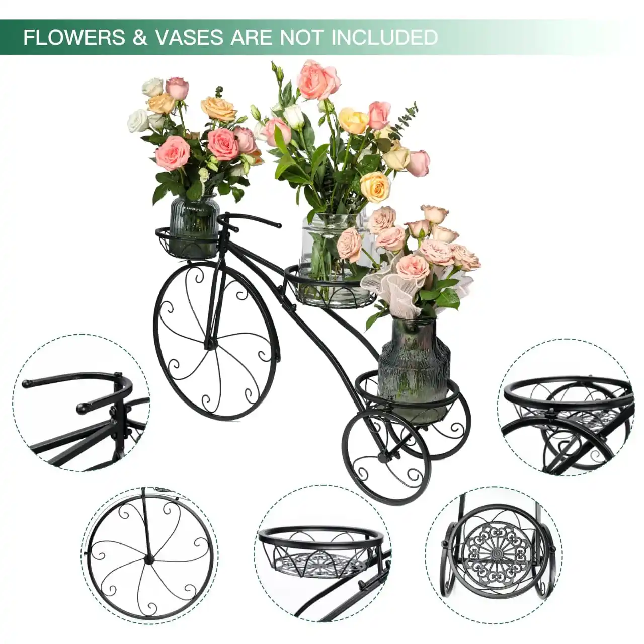 Quality Collection metal Wire antique Bicycle Shape flower pot for garden decoration on hot sale