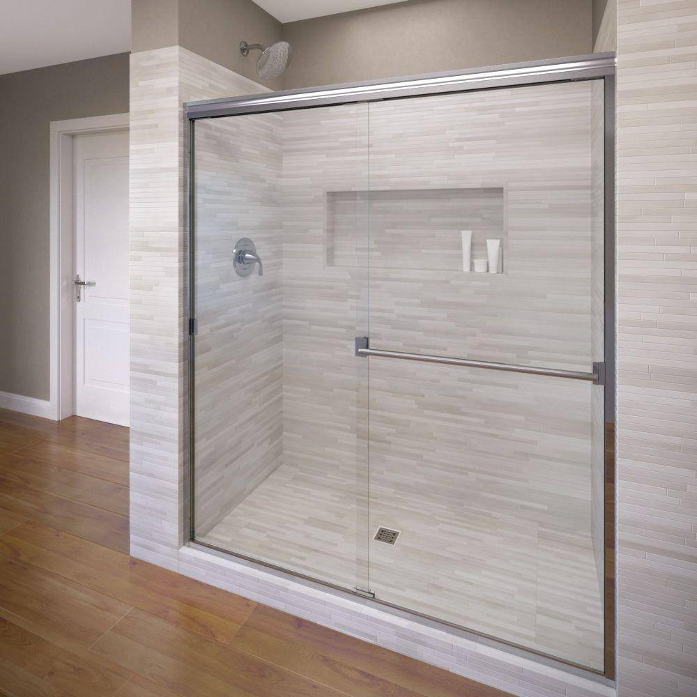 Basco Classic 60 in. x 70 in. Semi-Frameless Sliding Shower Door in Chrome with Clear Glass CLCH05A6070CLSV