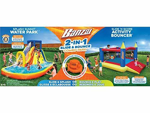 BANZAI Inflatable Water Slide & Bounce House (Combo Pack) - Huge Heavy Duty Outdoor Kids Adventure Park Pool with Sprinkler Wave and Slide Plus Large Bonus 12’x9 Bounce House - Free Blower Included