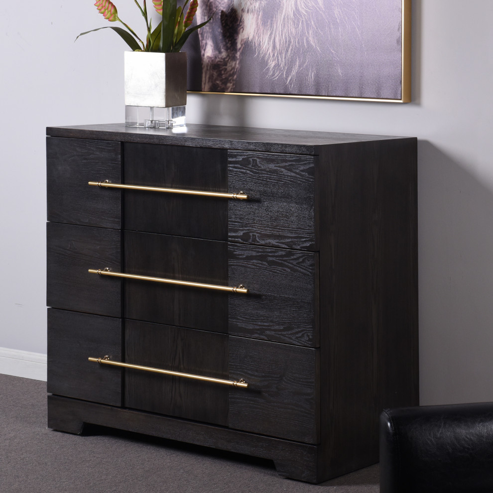 Dann Foley 3 Drawer Wooden Lifestyle Chest Dark Gray Finish   Transitional   Accent Chests And Cabinets   by StyleCraft  Houzz