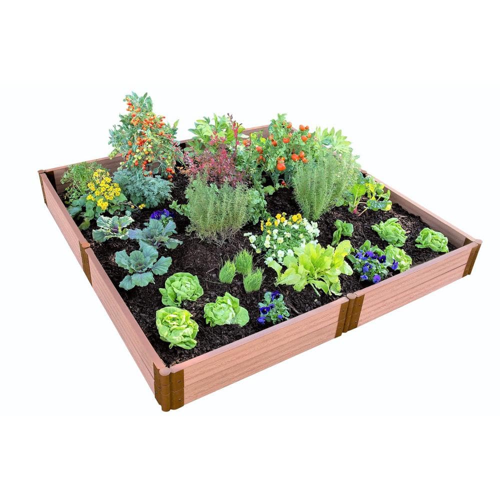 Frame It All Two Inch Series 8 ft. x 8 ft. x 11 in. Classic Sienna Composite Raised Garden Bed Kit 300001099