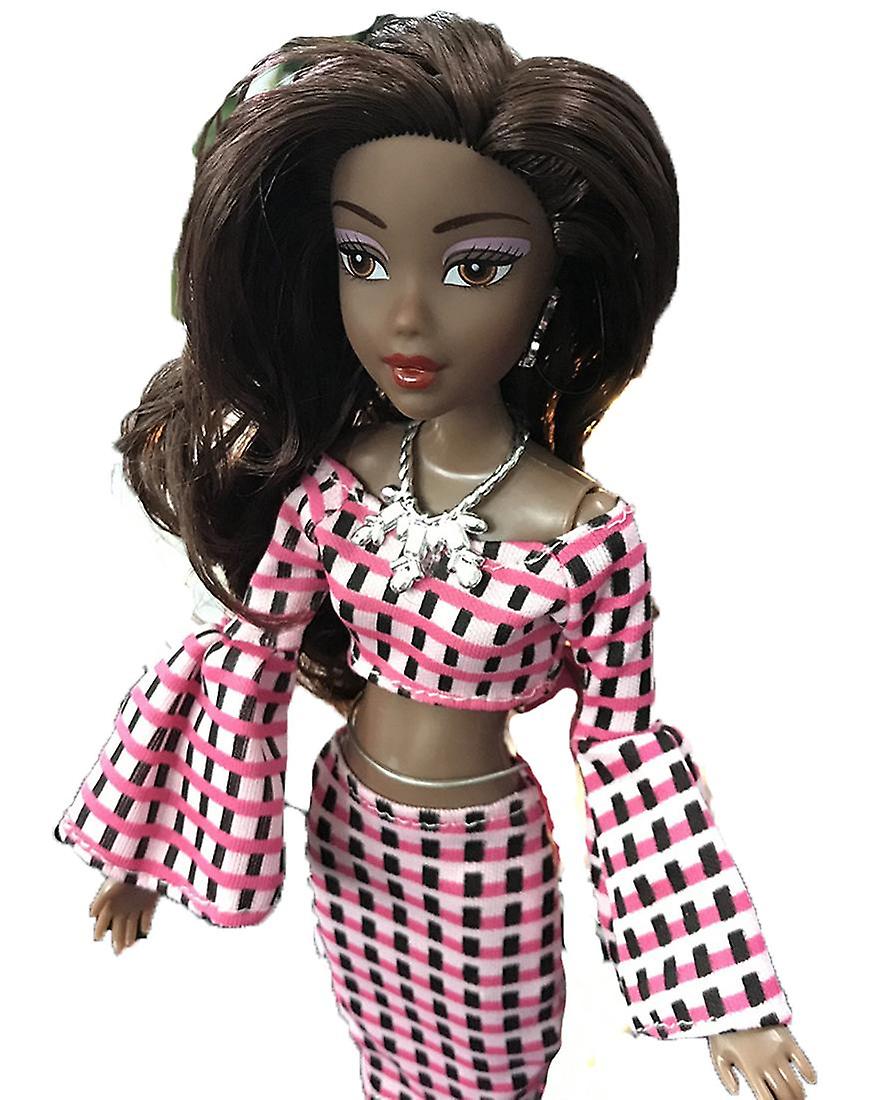 Fashionistas 12 inch Vinyl African doll Girl Dolls with Clothes Set Outfit Toys for Children Gifts H