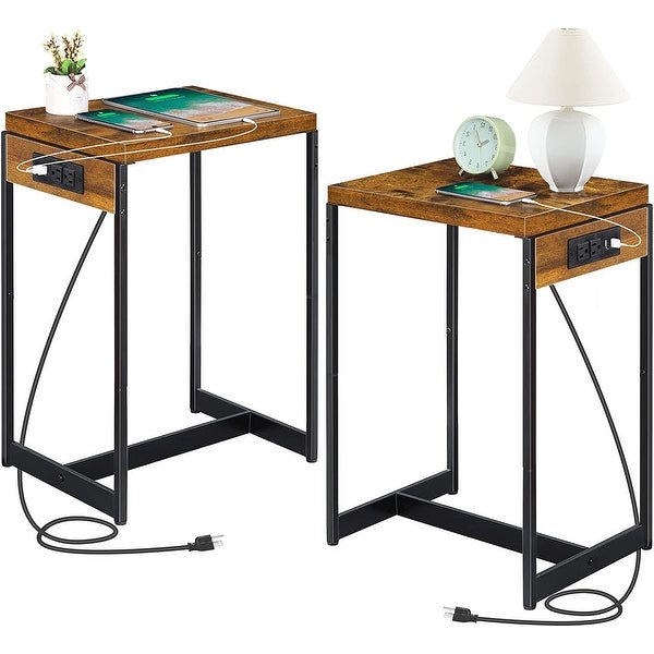 Nightstands Set of 2 with Charging Station