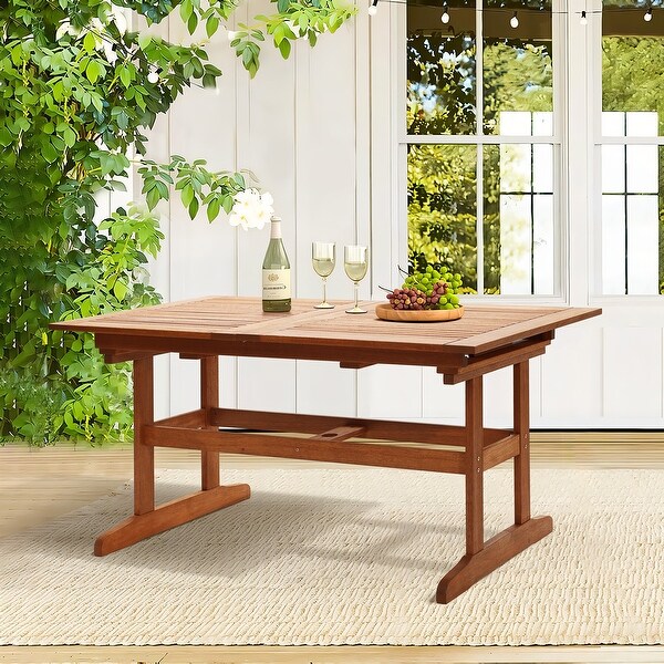 Carmel Solid Wood Extendable Outdoor Dining Table with Umbrella Hole