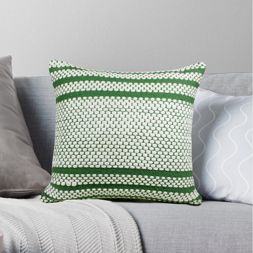 LR Home Going Green Striped Handwoven Throw Pillow