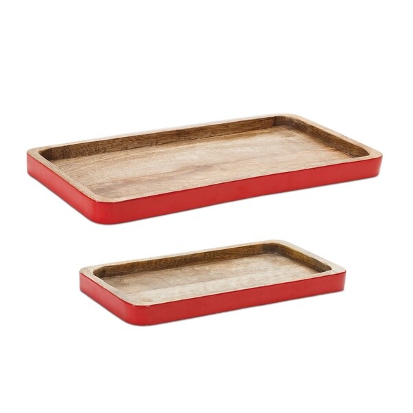 Rectangular Wooden Trimmed Christmas Serving Tray