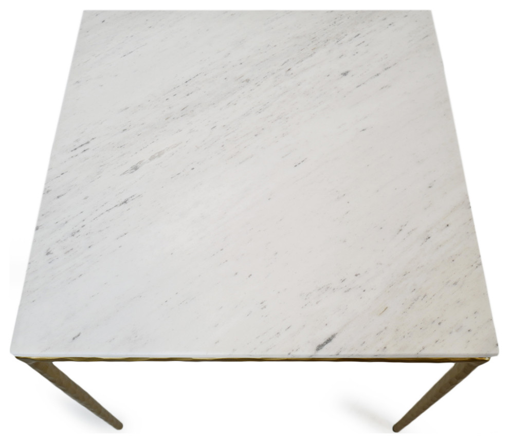 White Marble  ampBrass Finish Side Table   Transitional   Side Tables And End Tables   by Design Mix Furniture  Houzz