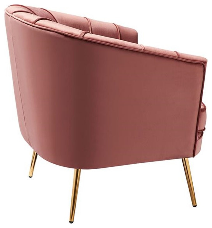 Bowery Hill Mid Century Velvet Accent Chair in Vintage Pink Rose/Gold   Midcentury   Armchairs And Accent Chairs   by Homesquare  Houzz