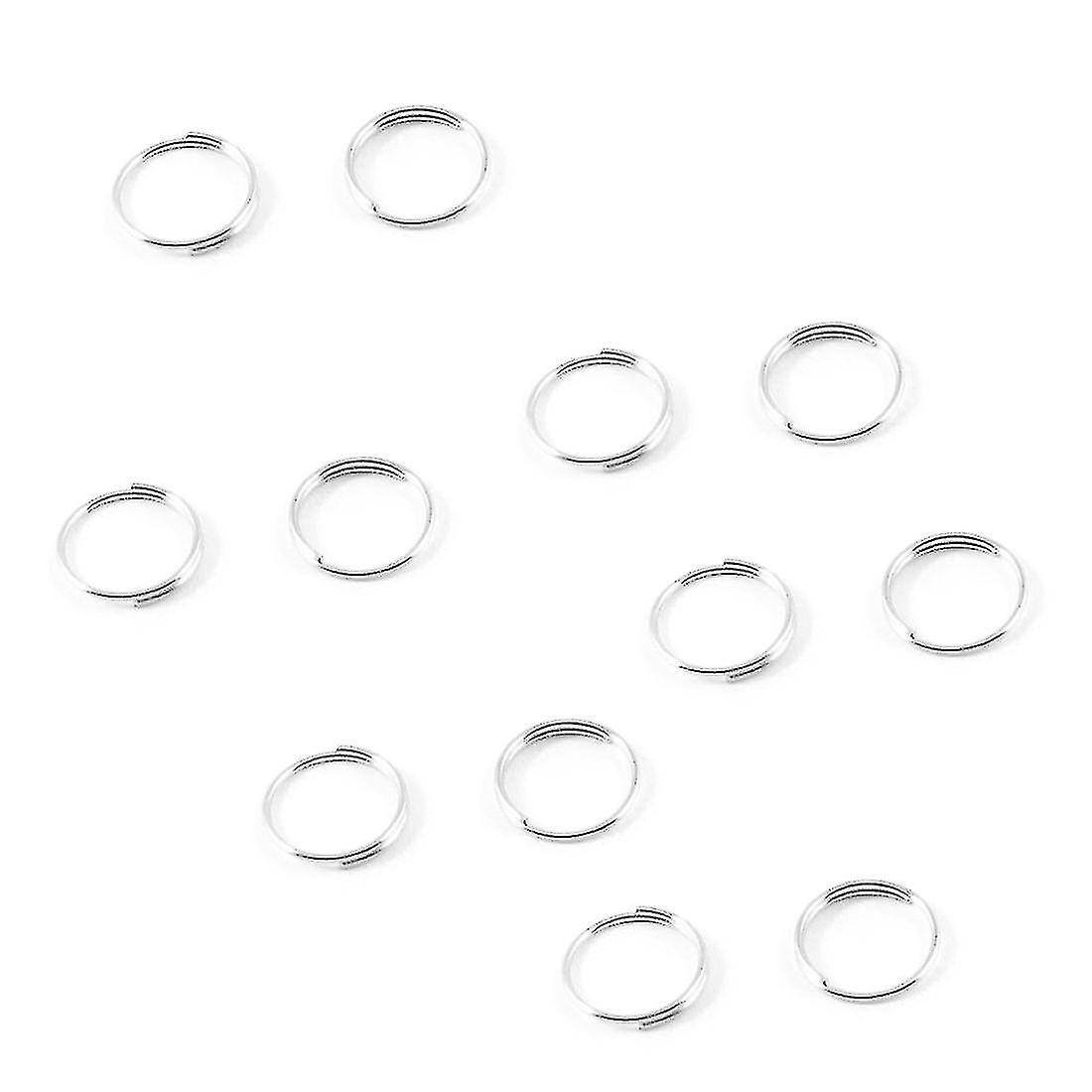 10mm Dia Silver Tone Metal Split Loop Key Rings Holders Replacement 80 Pcs