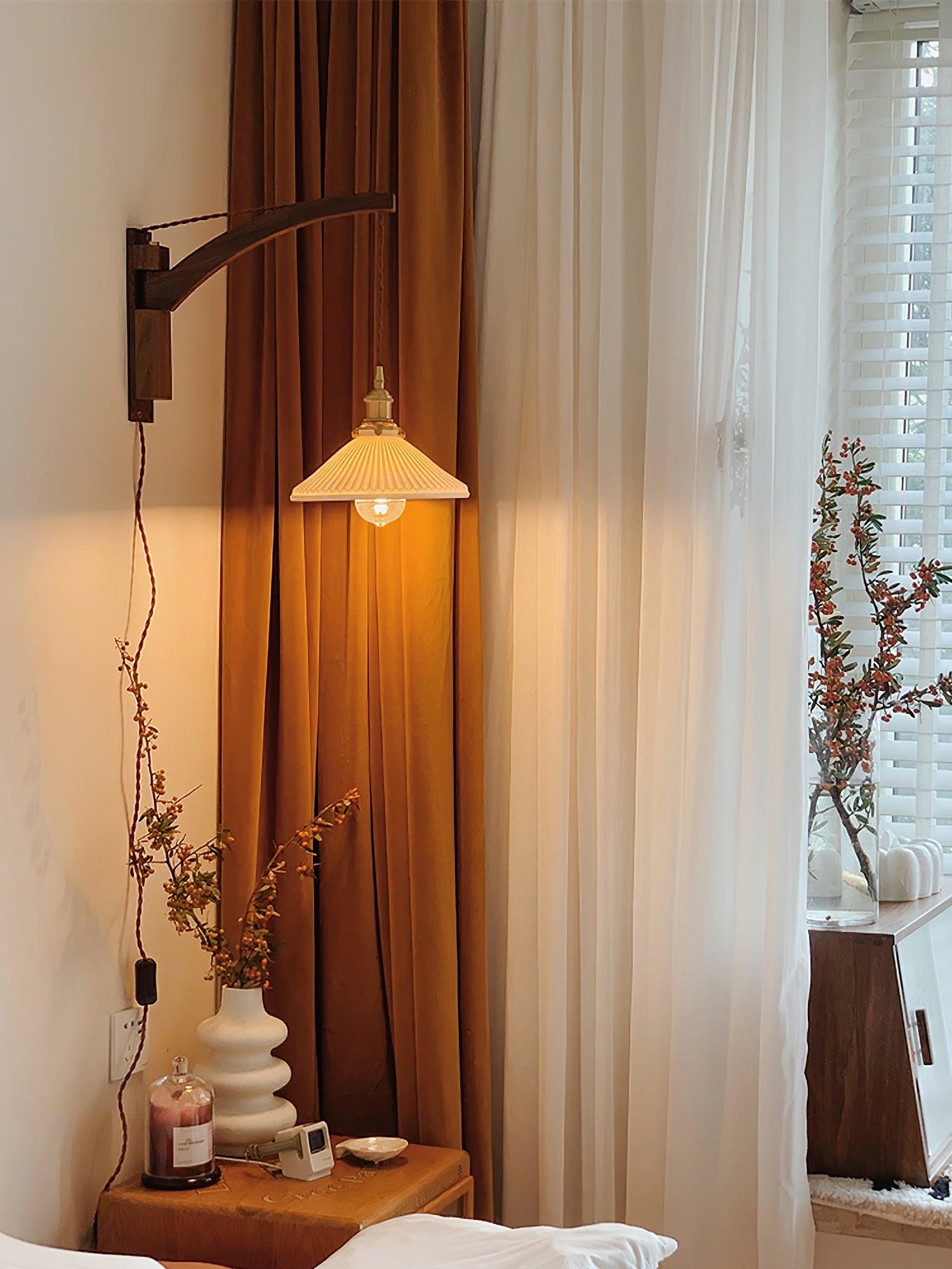 Walnut Swing Arm Wall Lamp