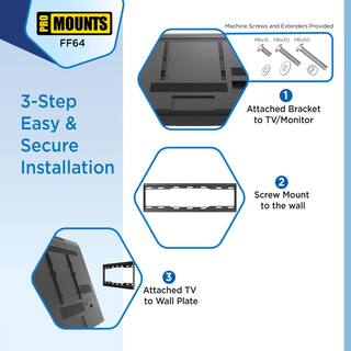 ProMounts Large Slim TV Wall Mount for 42-80 in. 165lbs. VESA 200x200 to 600x400 ff64