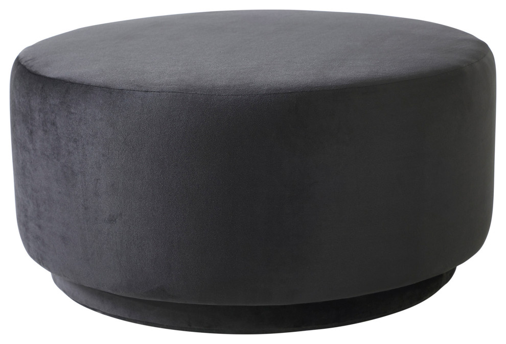 Colum Black Round Ottoman   Transitional   Footstools And Ottomans   by Renwil  Houzz