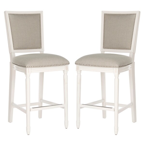 SAFAVIEH 30- Inch Buchanan Light Grey/ Cream Rectangular Bar Stool (Set of 2) - 23.5