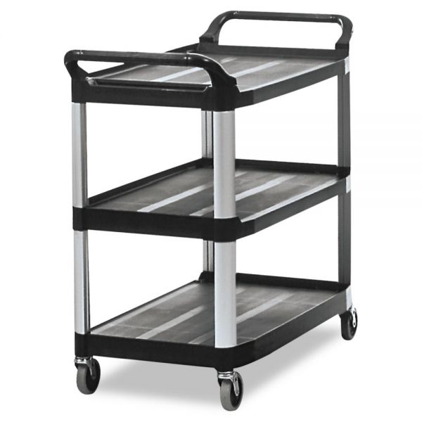 Rubbermaid Commercial Xtra Utility Cart with Open Sides， Plastic， 3 Shelves， 300 lb Capacity， 40.63