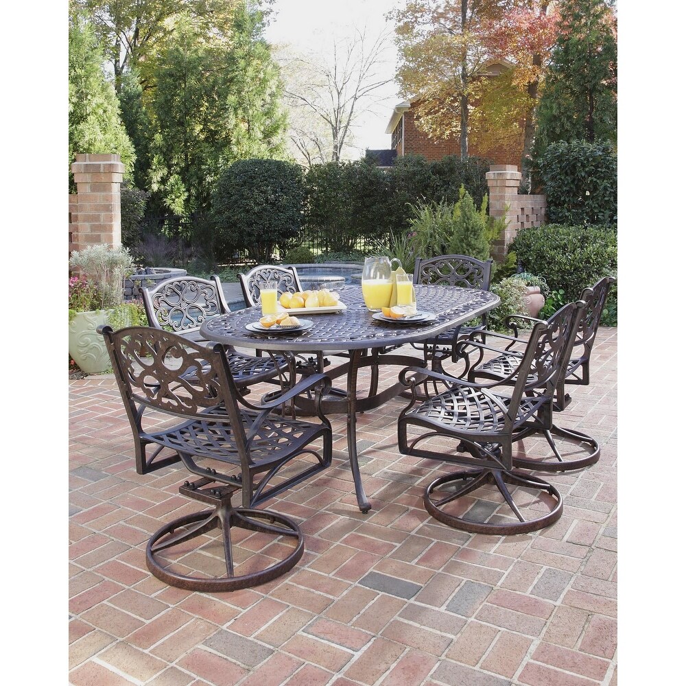 Sanibel Bronze 7 Piece Outdoor Dining Set  Table and 6 Swivel Chairs