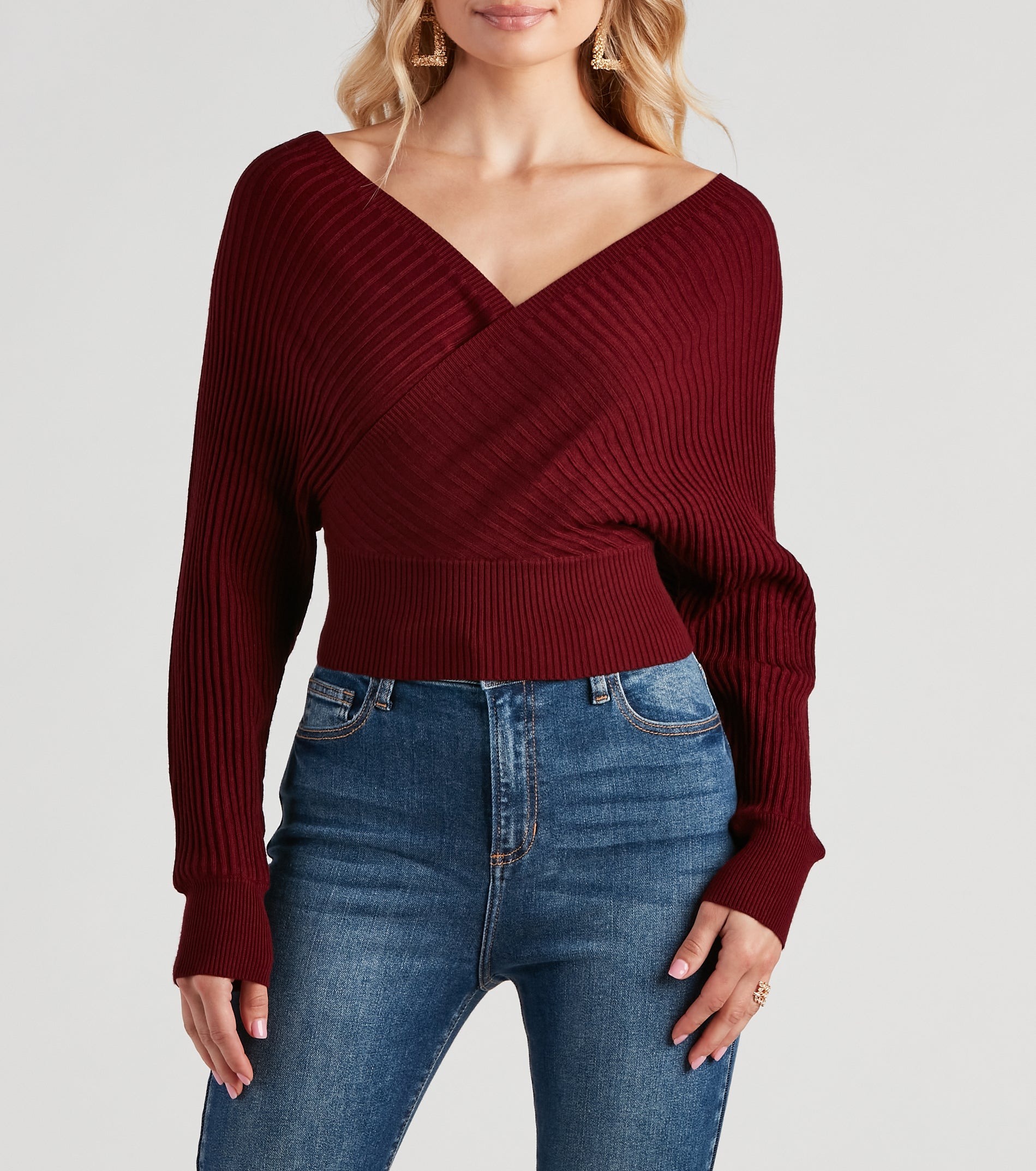 Doll It Up Open Back Ribbed Sweater